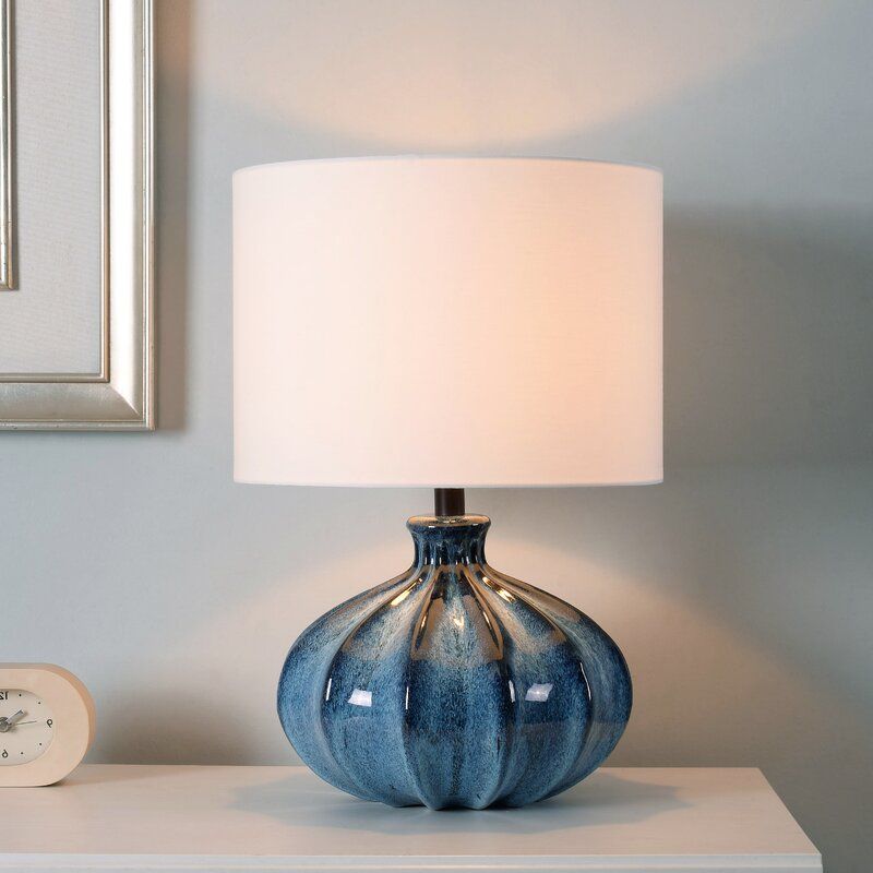 Ceramic Table Lamp with handcrafted base and linen shade